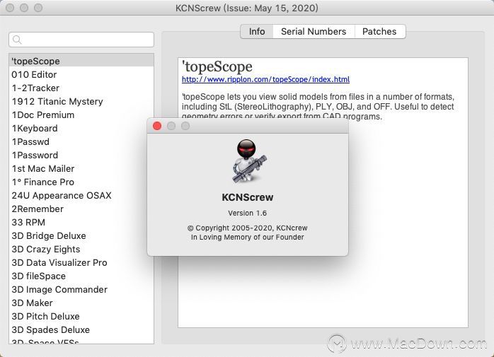 KCNcrew Pack for mac (Mac软件序列号查询工具)