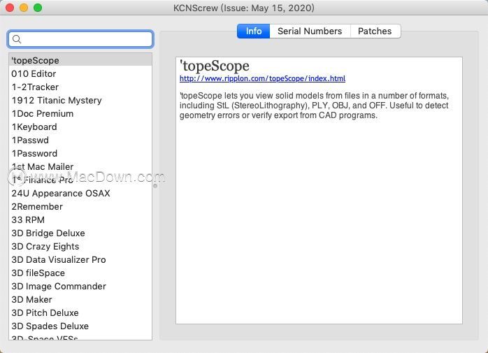 KCNcrew Pack for mac (Mac软件序列号查询工具)