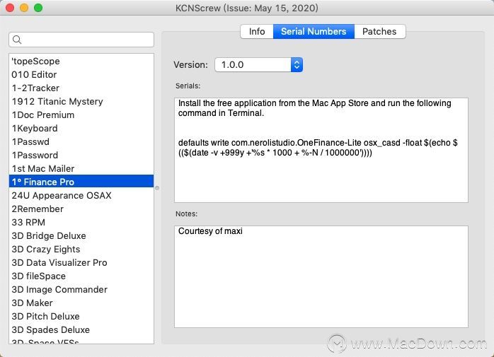 KCNcrew Pack for mac (Mac软件序列号查询工具)