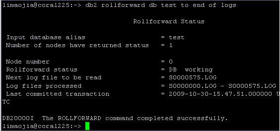 DB2中rollforward命令怎么用