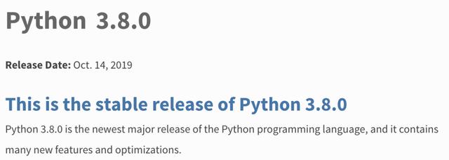 Python 官网悄咪咪宣布：正式发布 Python 3.8.0