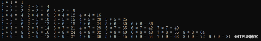 Python使用雙層列表推導(dǎo)式輸出九九乘法表