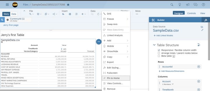 怎么为SAP Analytics Cloud的story创建持久化页面