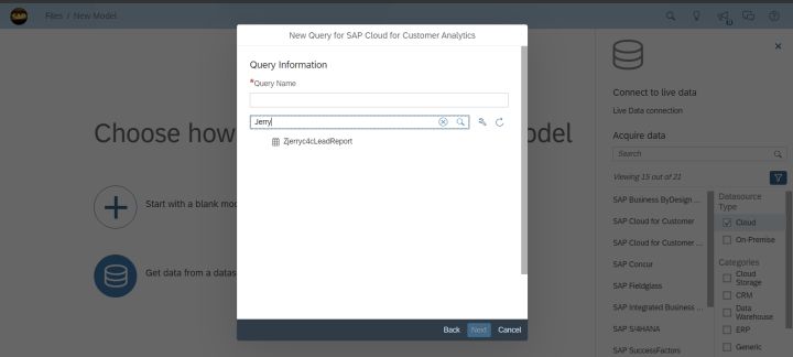 怎么配置SAP Analytics Cloud到SAP Cloud for Customer的连接