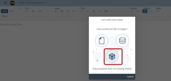 SAP Analytics Cloud里如何基于一个已有的model创建Story