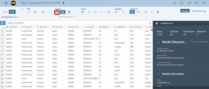 如何从CSV文件导入数据到Analytics Cloud里创建模型和Story