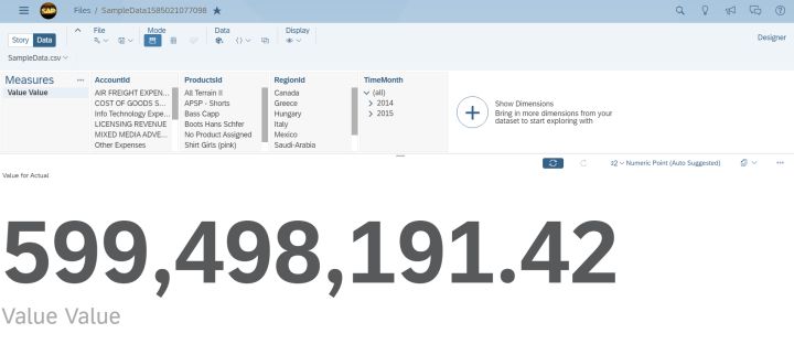 如何从CSV文件导入数据到Analytics Cloud里创建模型和Story