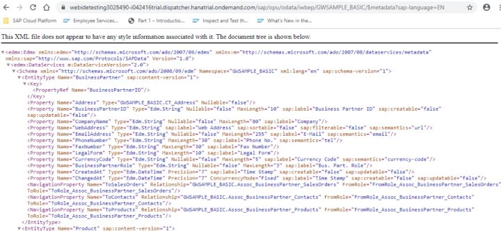 SAP UI5应用怎样访问OData metadata的url和Destination