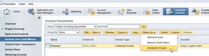 怎么启用SAP Business by design里的Correction Invoice功能