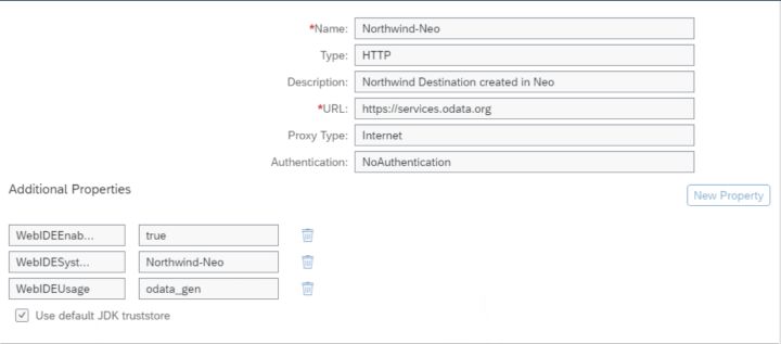 SAP WebIDE OData下拉菜单里的Destination是怎么来的