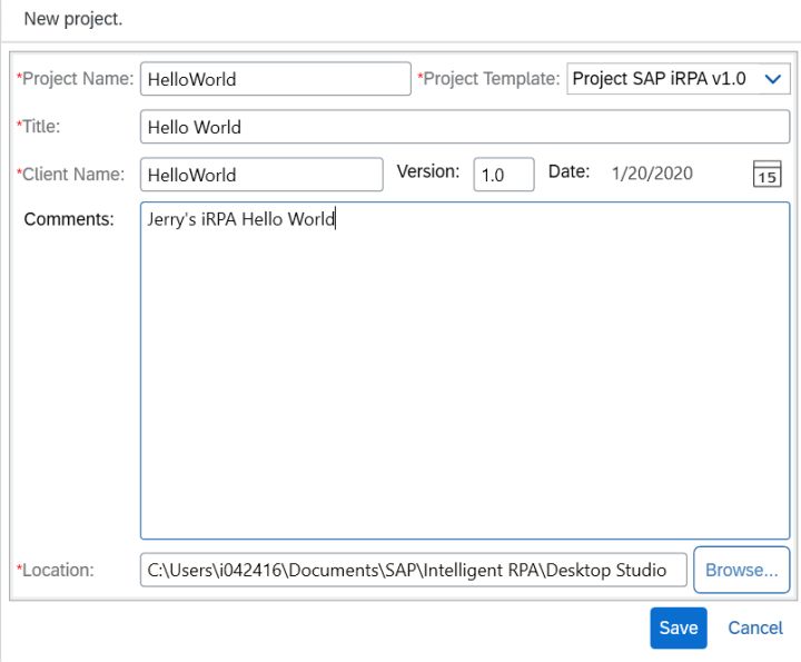 怎么使用SAP iRPA Studio創(chuàng)建的本地項(xiàng)目