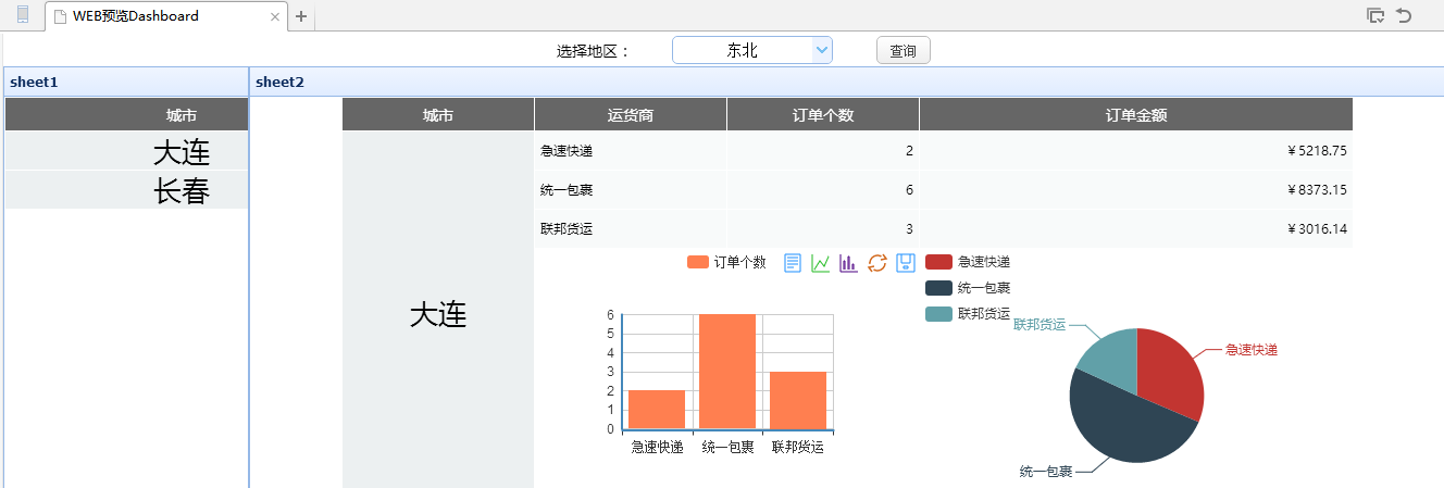 大数据报表的查询面板为何显示在左侧