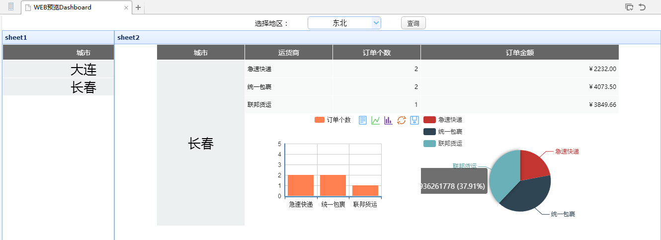 大数据报表的查询面板为何显示在左侧