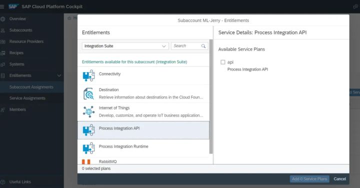怎么给SAP云平台购买的账号分配Process Integration服务