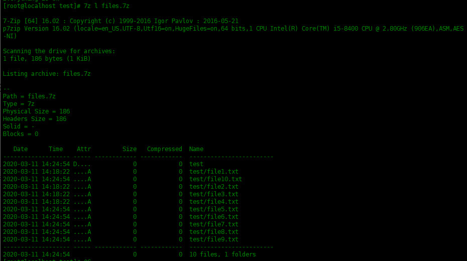 Centos7中使用7zip压缩工具