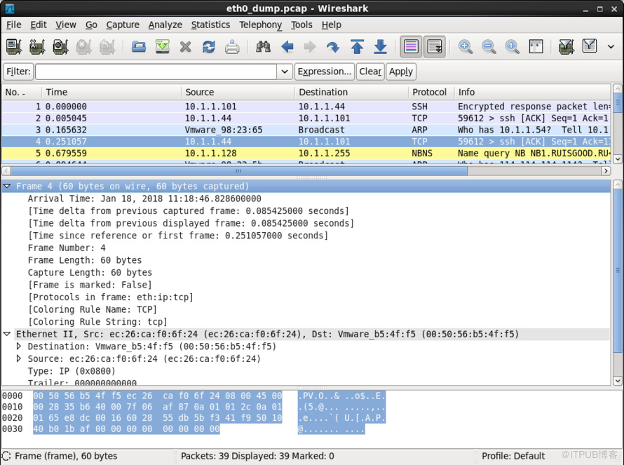 Linux中如何使用wireshark分析tcpdump抓取的数据包