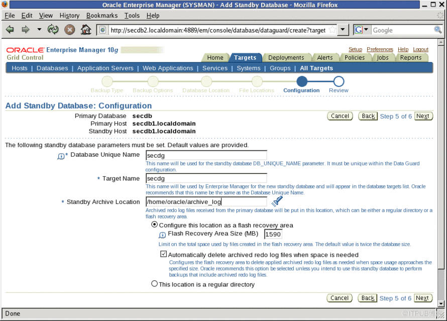 【DataGuard】使用Grid Control快速部署Oracle物理Data Guard