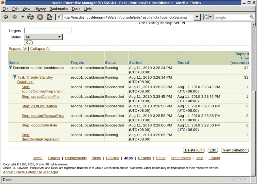 【DataGuard】使用Grid Control快速部署Oracle物理Data Guard