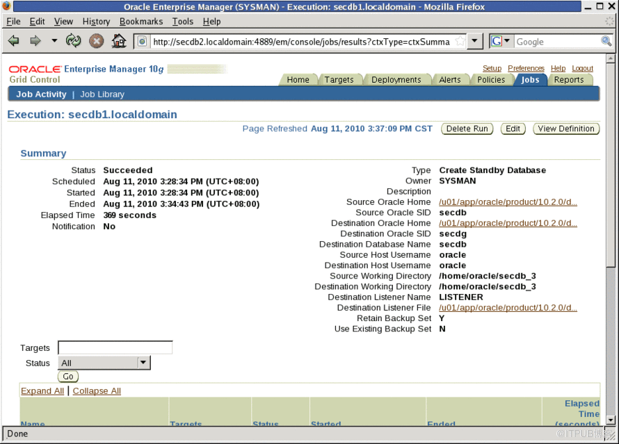 【DataGuard】使用Grid Control快速部署Oracle物理Data Guard