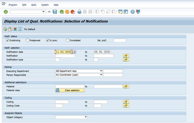 SAP QM QM11怎么显示Quality Notification List