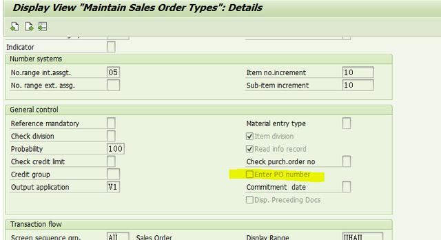 SAP SD销售订单类型配置里PO的字段有哪些