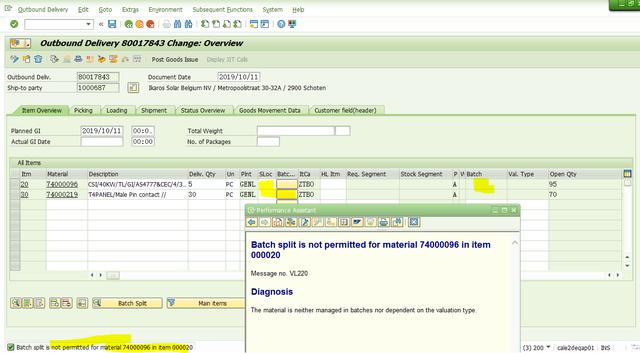 SAP VL02N执行批次拆分报错怎么办