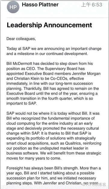 「业界热点」重磅！SAP CEO Bill McDermott将离职！