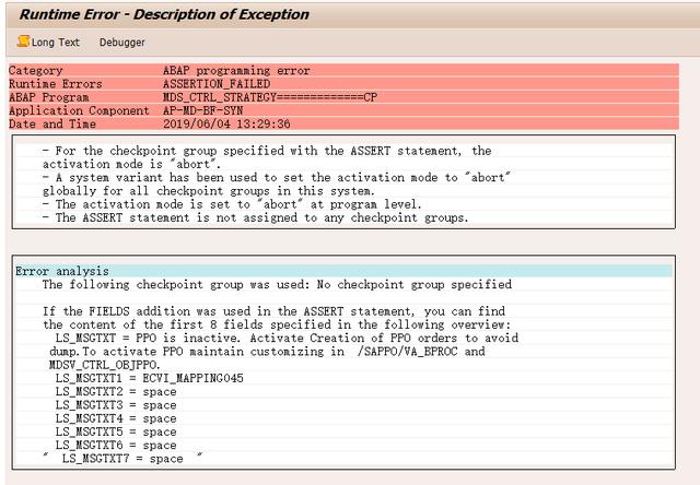 SAP S4HANA 账户组的配置里'Int.Std.Grping'选项没勾选导致ABAP程序报错