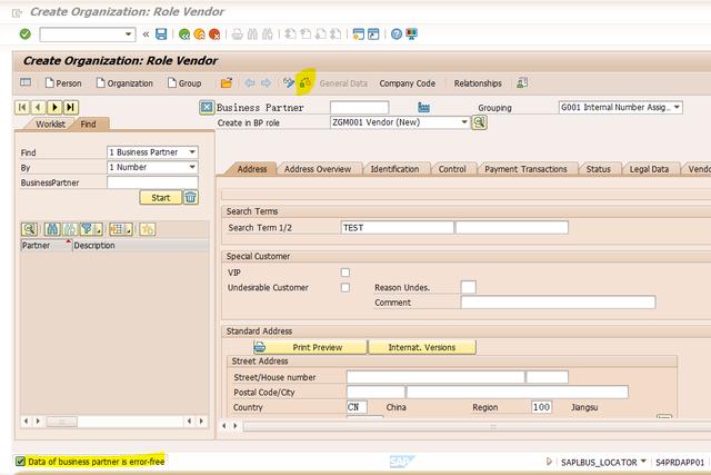 SAP使用BP创建供应商报错You cannot create a vendor with grouping G001该怎么办