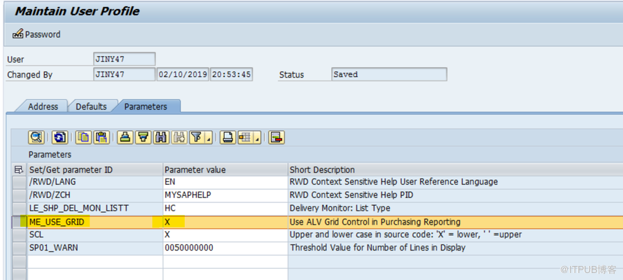 SAP 用戶參數(shù) ME_USE_GRID