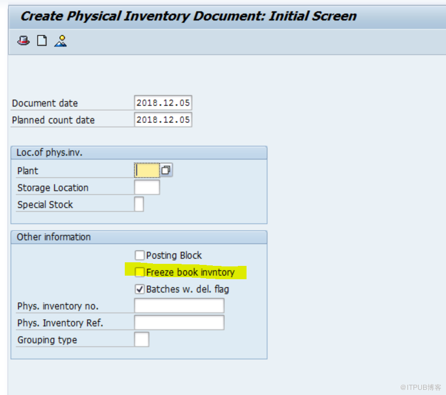 SAP MM MI01界面上的‘Freeze book inventory’标记该怎么理解
