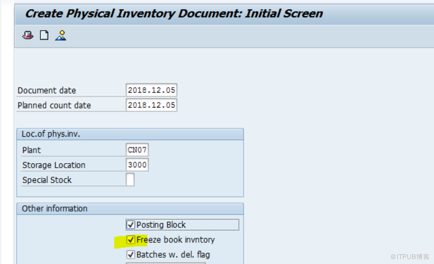 SAP MM MI01界面上的‘Freeze book inventory’标记该怎么理解