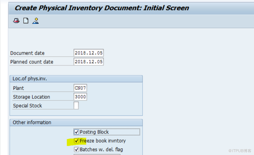 SAP MM MI01界面上的‘Freeze book inventory’標記該怎么理解