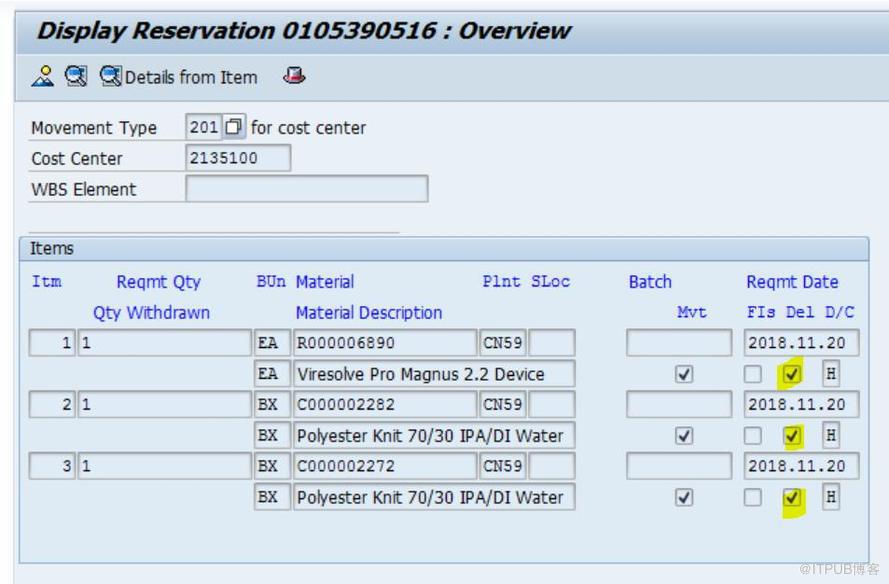 SAP MM Reset预留单上的Deletion Flag是怎样的