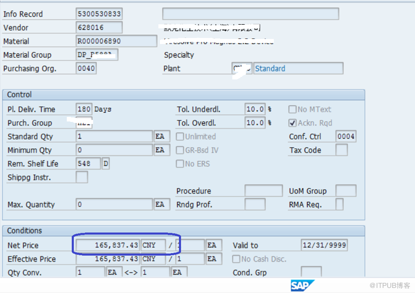 SAP MM ME21N 创建PO时报错Net price in CNY becomes too large怎么解决