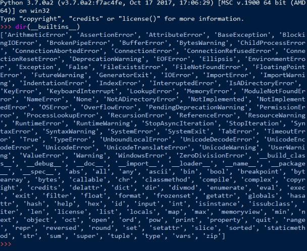 查看Python全部内置变量和内置函数的方法