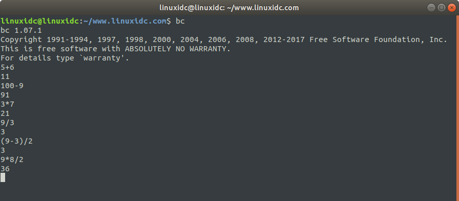 在Linux终端中如何进行算术运算