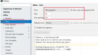 pycharm中调节字体的方法