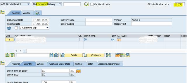 SAP MM 移动类型101与103+105组合混用？