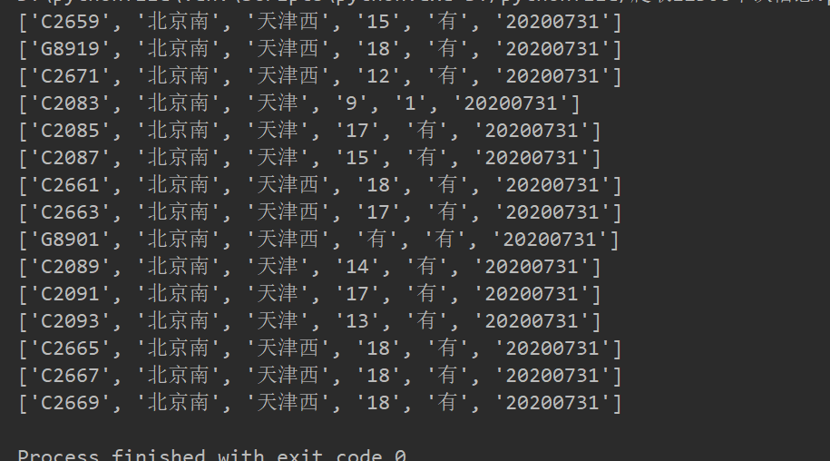 Python爬取12306車次信息的案例