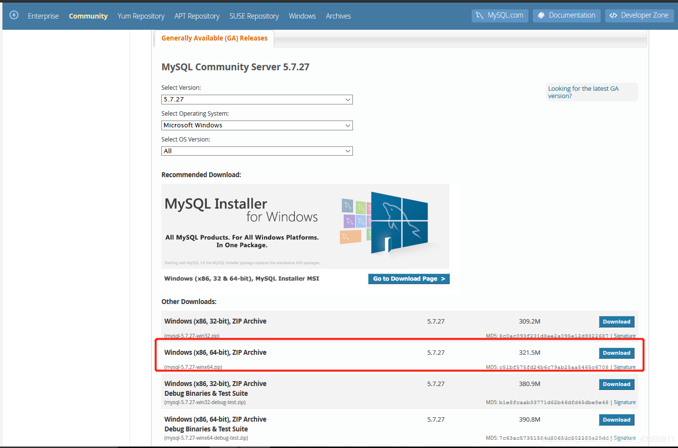 MySQL 5.7.27下载安装以及配置的方法