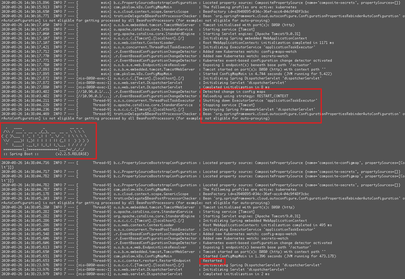 Springboot整合Spring Cloud Kubernetes读取ConfigMap支持自动刷新配置的教程