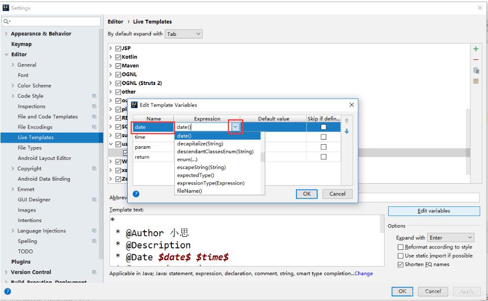 基于IntelliJ IDEA实现类注释和方法注释