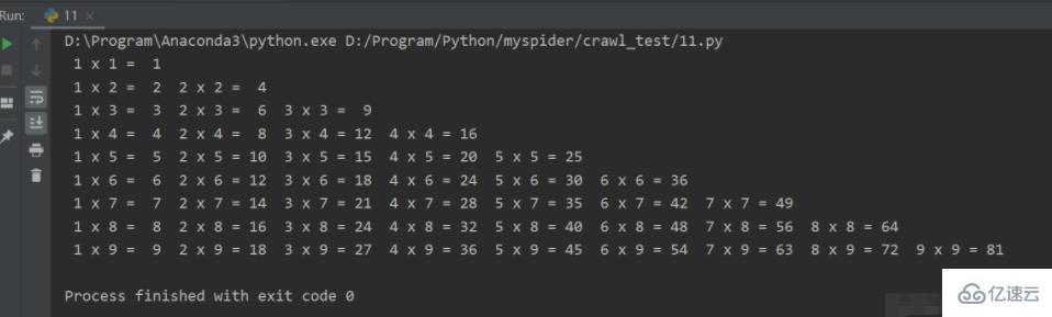 python打印99乘法表的方法