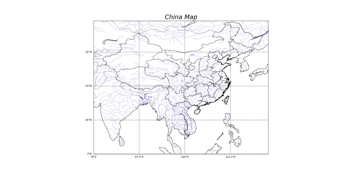 利用python繪制中國地圖（含省界、河流等）