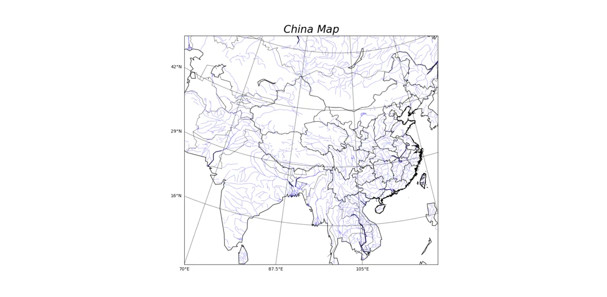 利用python绘制中国地图（含省界、河流等）