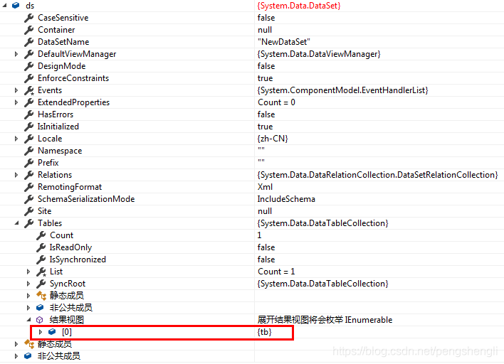 使用C# DataSet实现查看返回结果集