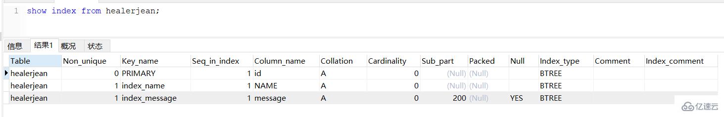 mysql查看有没有索引的方法