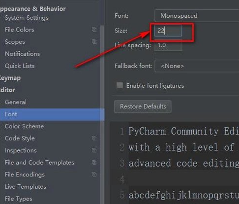 调整Pycharm字体大小的方法