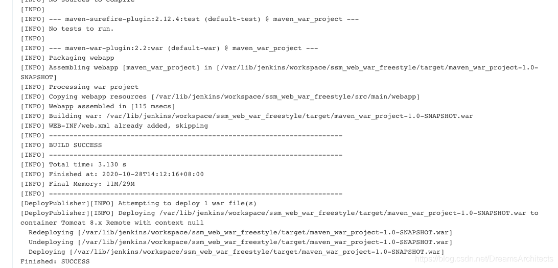 Jenkins实现部署war包和部署jar包的方法